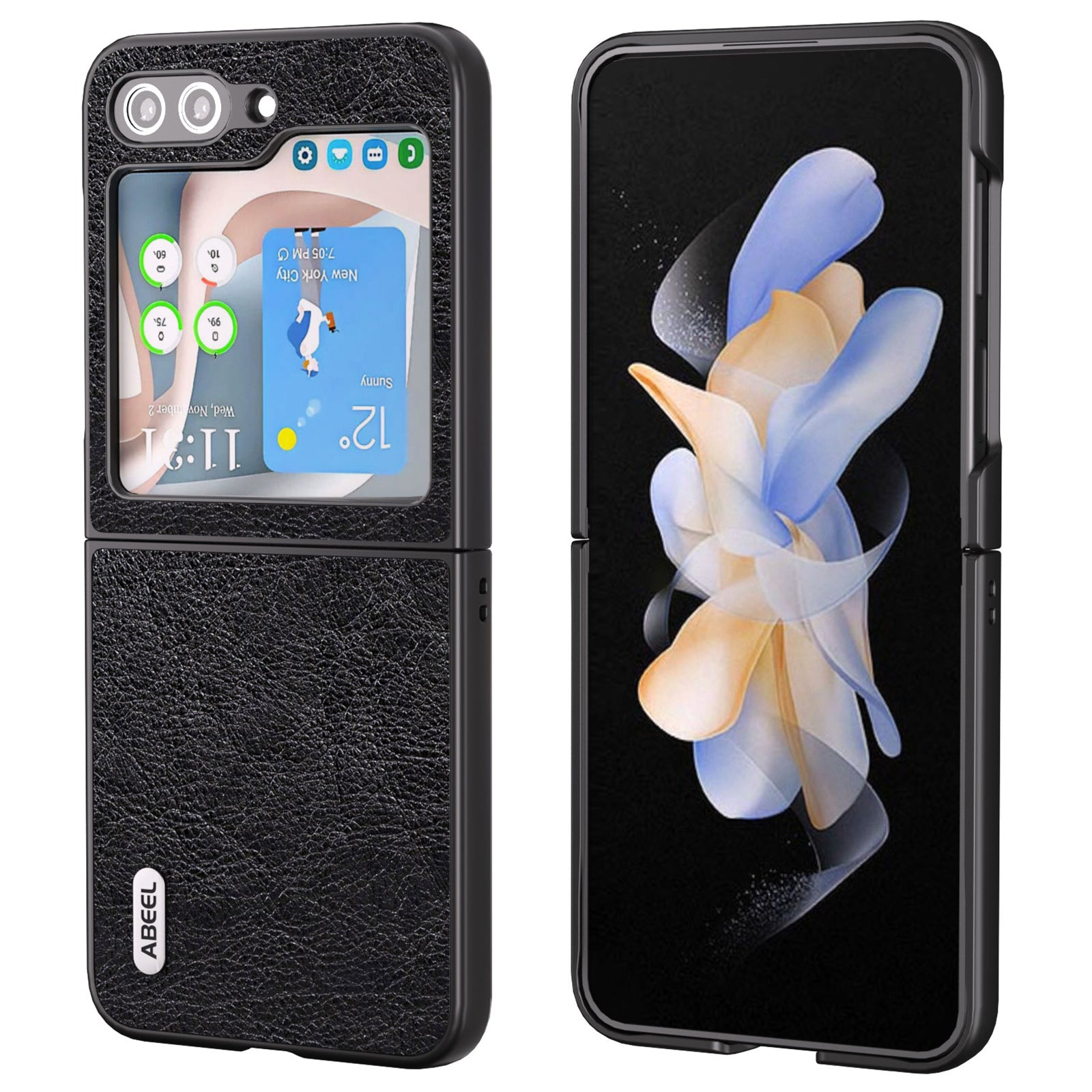 ABEEL Shockproof Case for Samsung Galaxy Z Flip5 5G Retro Litchi Texture Phone Case PU Leather Coated Phone Shell ABEEL Shockproof Case for Samsung Galaxy Z Flip5 5G Retro Litchi Texture Phone Case PU Leather Coated Phone Shell